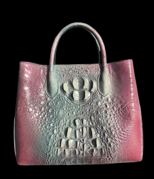Genuine Crocodile Leather Top Handle Bag Brushed Multi Color