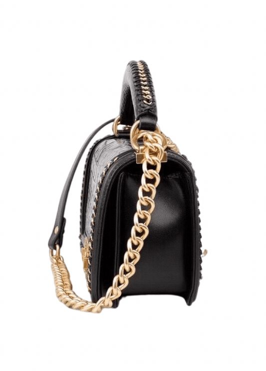 Genuine Crocodile Leather Top Handle Cross Body Flap Chain Bag