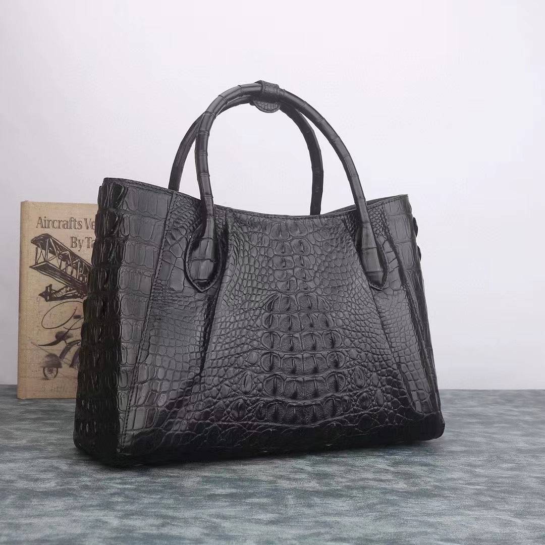 Genuine Crocodile Leather Top Handle Tote Bag