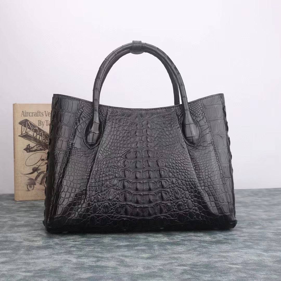 Genuine Crocodile Leather Top Handle Tote Bag