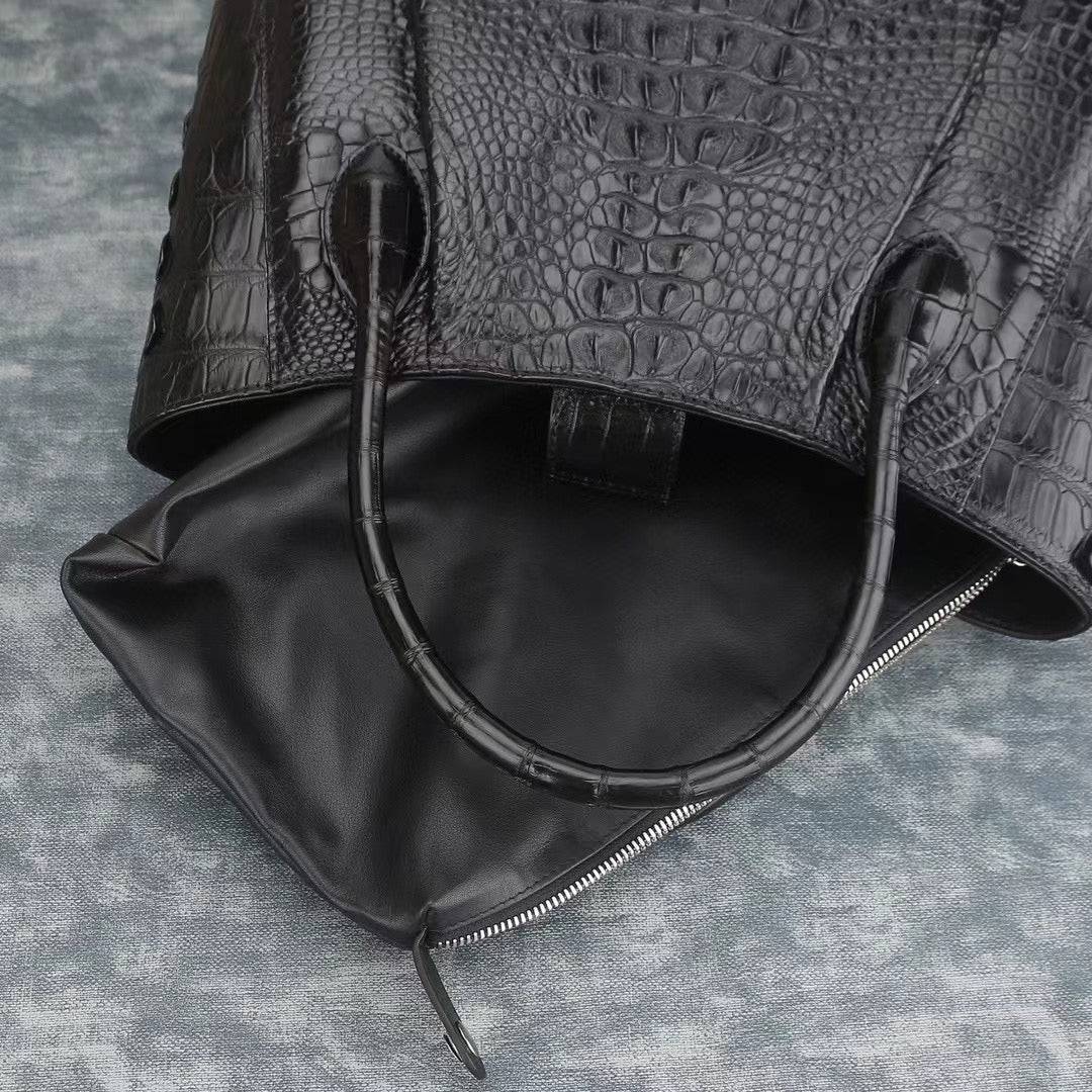 Genuine Crocodile Leather Top Handle Tote Bag