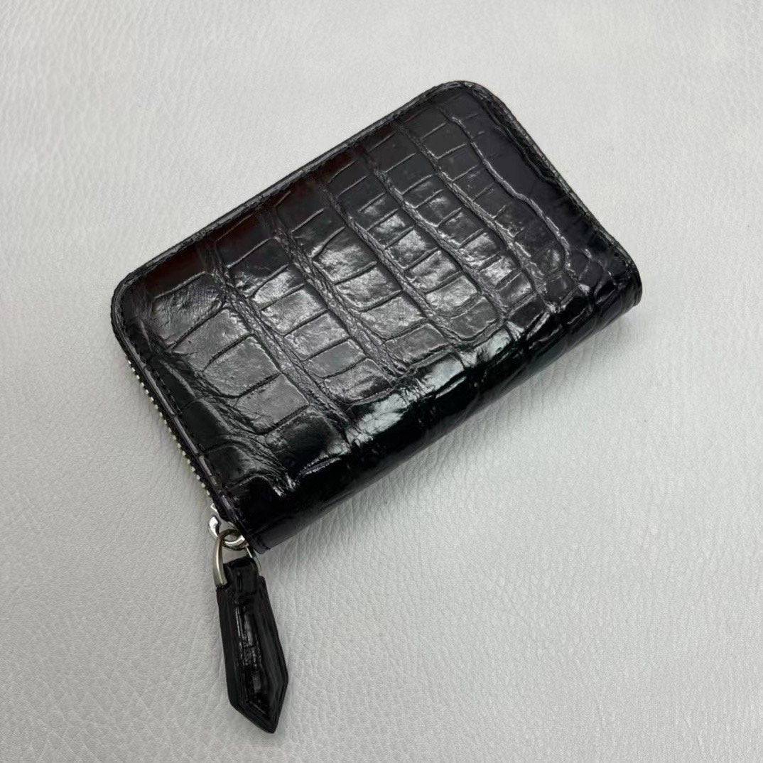 Genuine Crocodile Leather Zip Up Card Pocket Case