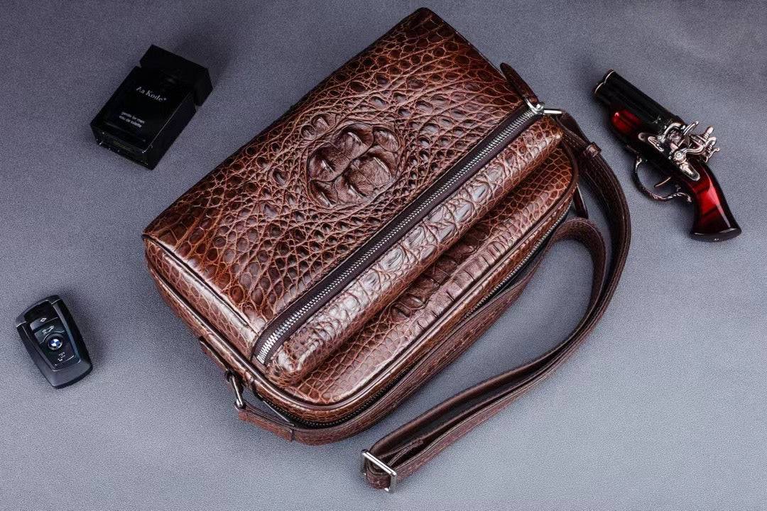 Genuine Crocodile Skin Leather Cross Body Shoulder Bag