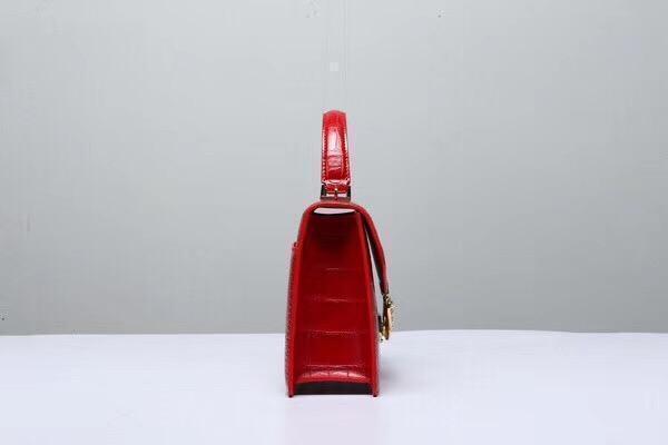 Genuine Crocodile  Leather Top Handle Cross Body Bag Red