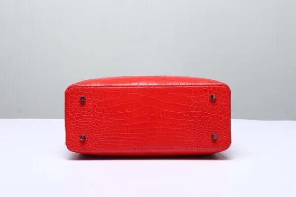 Genuine Crocodile Leather Top Handle Tote With Crossbody Strap Red