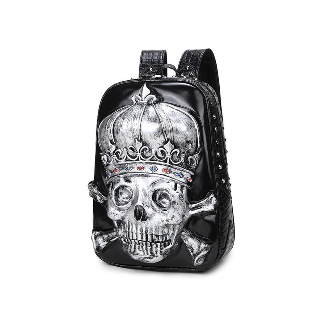 3D Halloween pirate skull crown backpack by Rossie Viren, featuring cartoon style, stylish school knapsack for teens.