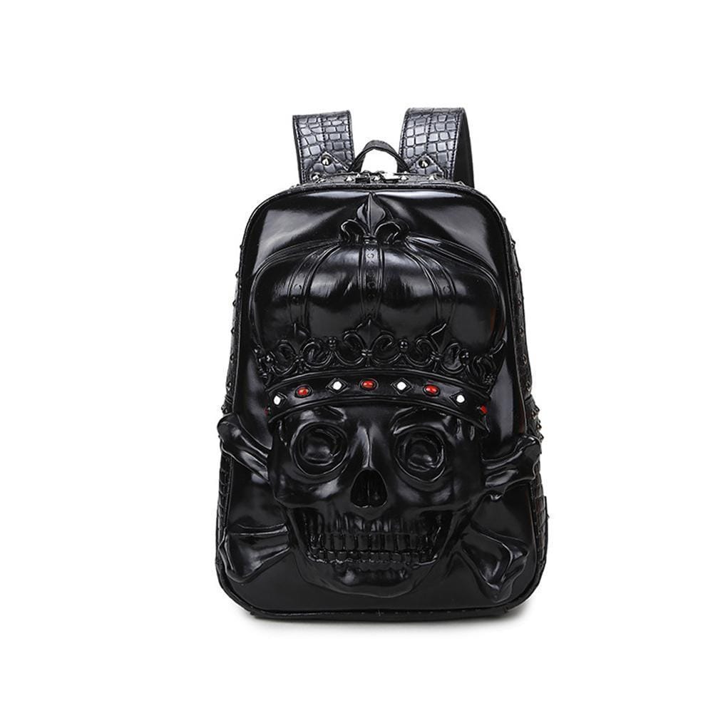3D Halloween pirate skull backpack by Rossie Viren, cartoon-style school handbag with crown design for teens.