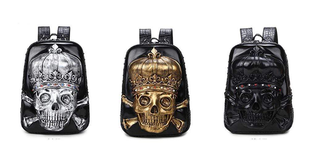 3D Halloween pirate skull crown backpack by Rossie Viren, featuring a cartoon-style handbag with spooky skull design for teens.