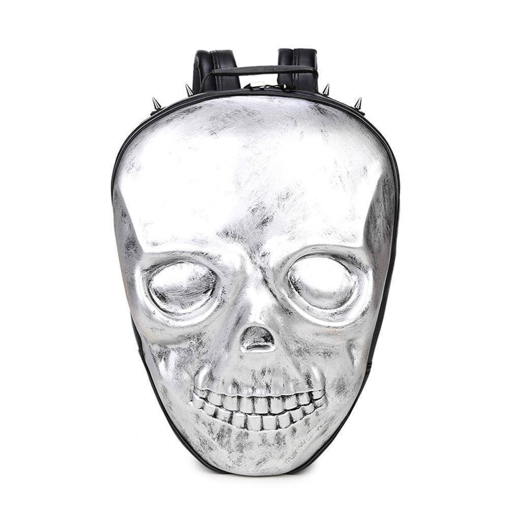 Rossie Viren 3D Halloween Skull Ghost backpack with faux leather design, perfect for carrying laptops and everyday essentials.