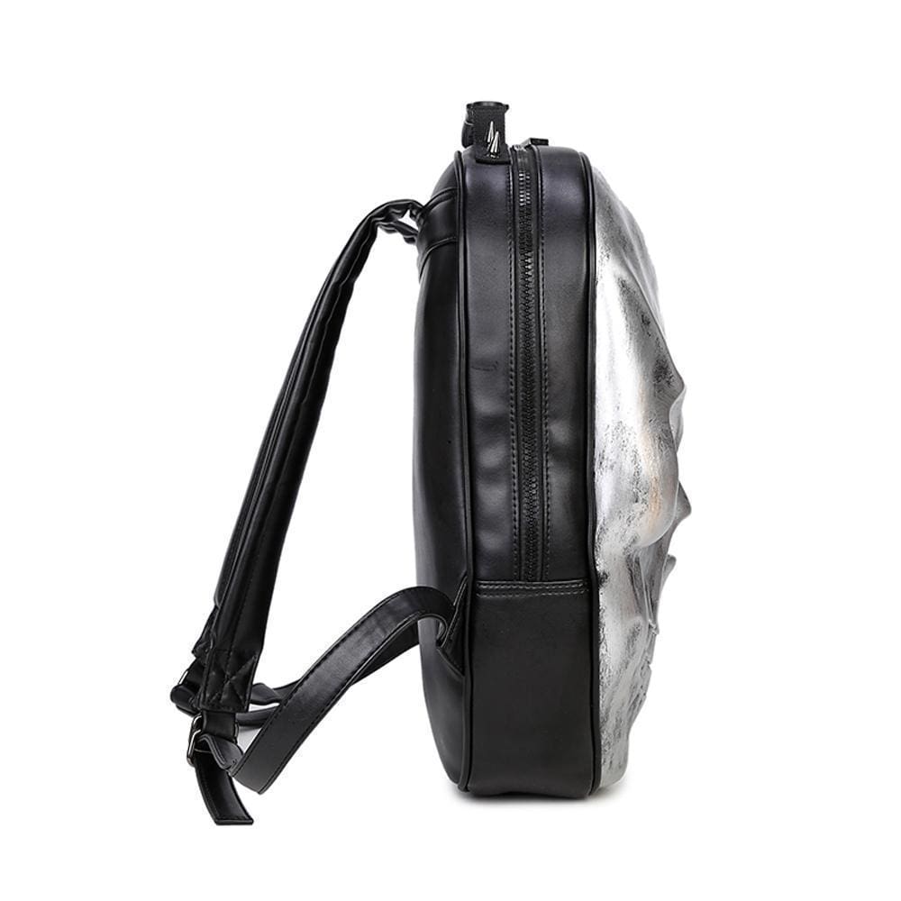 Rossie Viren 3D Halloween Skull Ghost backpack with faux leather design, suitable for laptops and casual use.