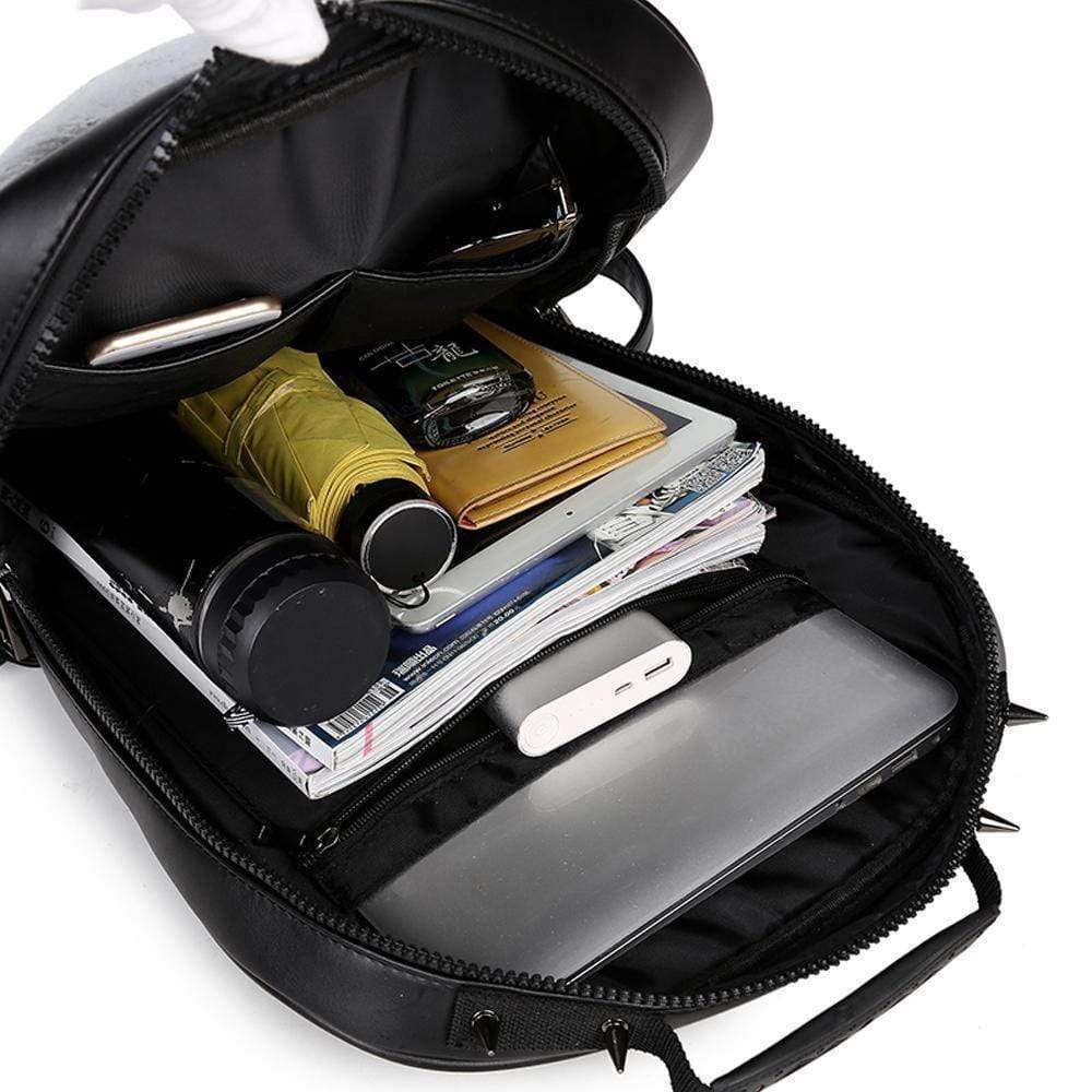 3D Halloween Skull Ghost Backpack by Rossie Viren featuring faux leather material, spacious for laptops and daily use.
