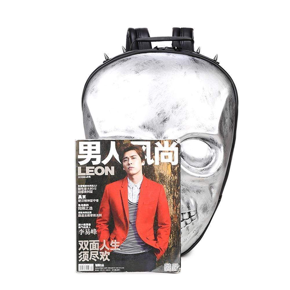 Rossie Viren 3D Halloween Skull Ghost Backpack with faux leather design, ideal for carrying laptops and everyday essentials.