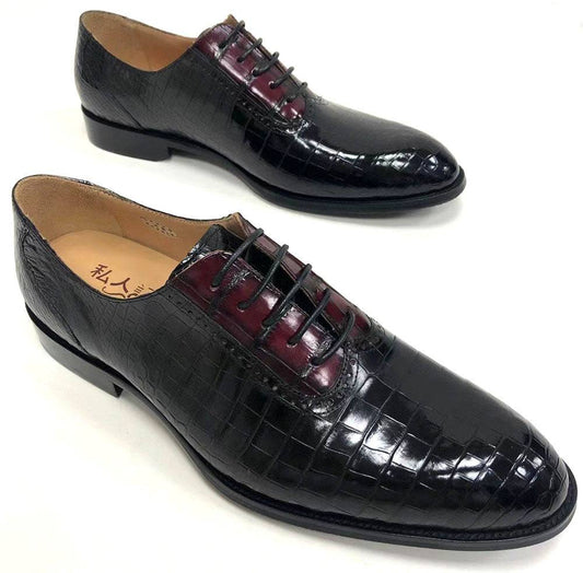 Preorder Crocodile Shoes Handmade Crocodile Leather Vintage Two Tone Classic Lace Up Leather Lined Shoes