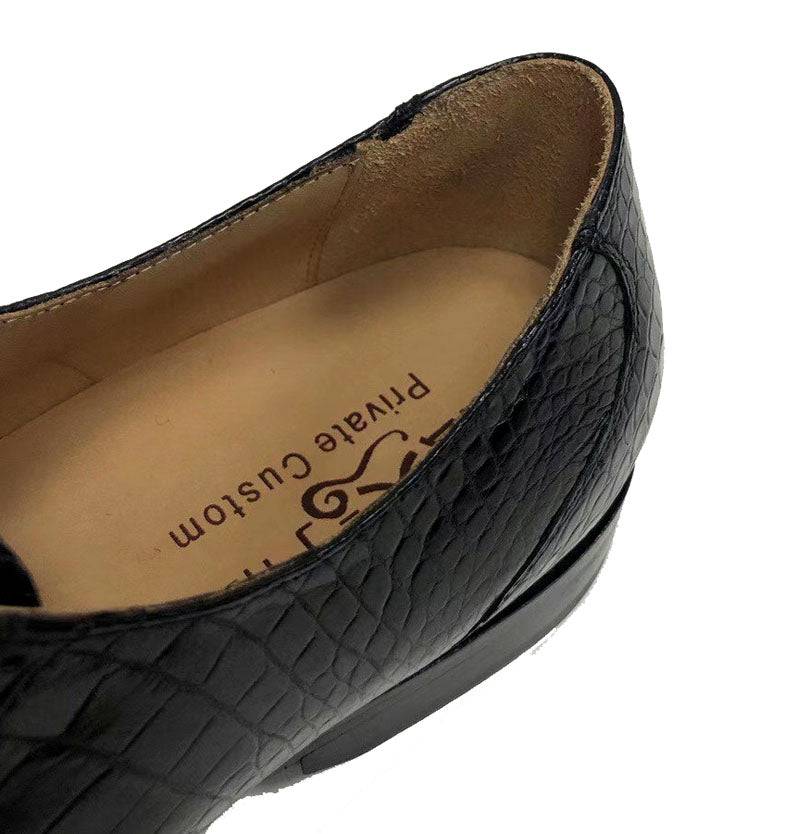 Handmade Crocodile Leather Shoes by Rossie Viren, vintage two-tone lace-up design with leather lining for a classic look.