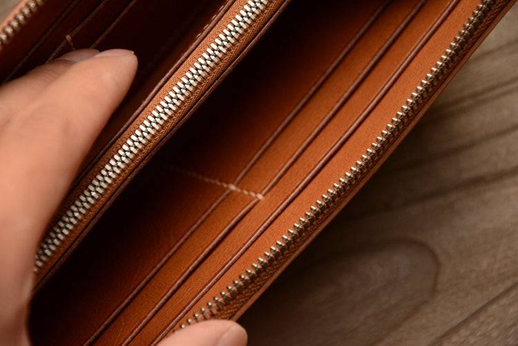 Handmade US Horween Shell Cordovan Leather  Original Whisky Long Wallet Clutch Bag