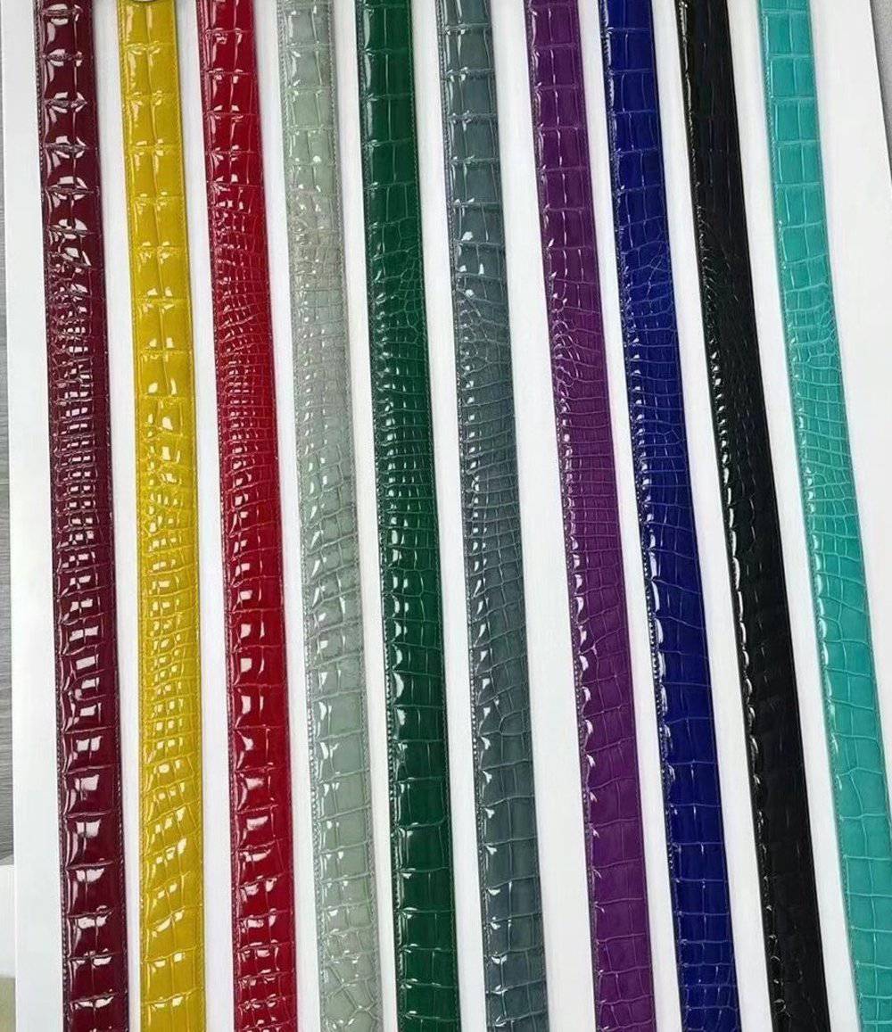High Shiny Beaded Nile Crocodile Skin Leather Belt