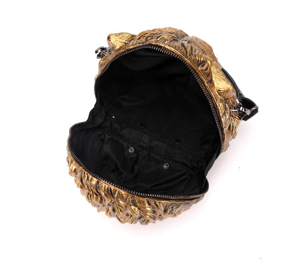 Inside view of Rossie Viren 3D Happy Small Tiger Head cross body bag with square shape and adjustable shoulder strap.