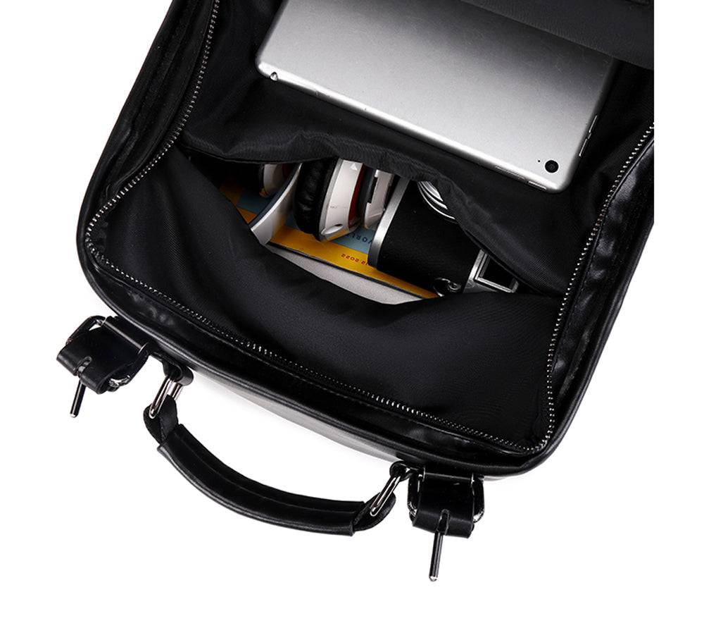 Inside view of Rossie Viren 3D Double Hovering Dragon messenger backpack, featuring a spacious interior and unique dragon design.