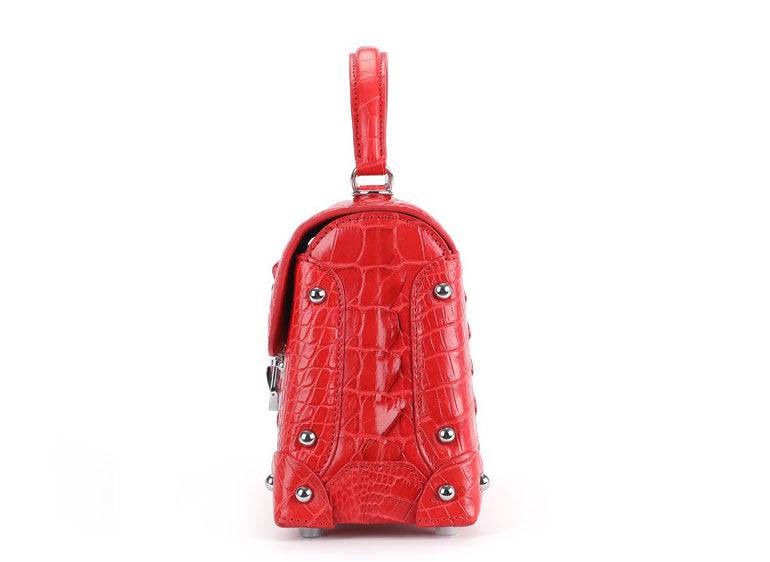 Rossie Viren ladies top-handle bag in genuine crocodile leather, stylish crossbody messenger handbag with sleek design.