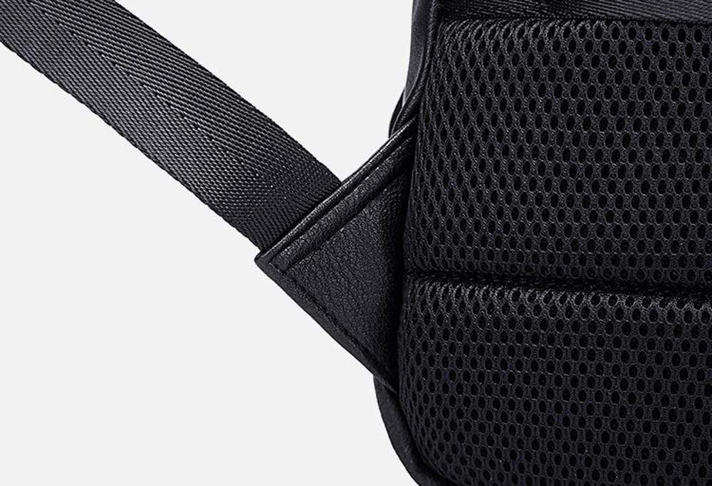 Large waterproof Rossie Viren backpack with pleated front zip pocket designed for laptops and travel storage.