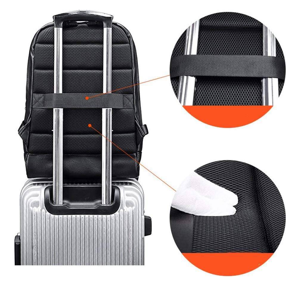 Rossie Viren large waterproof laptop backpack with pleated front zip pocket and wheels for easy travel and storage.