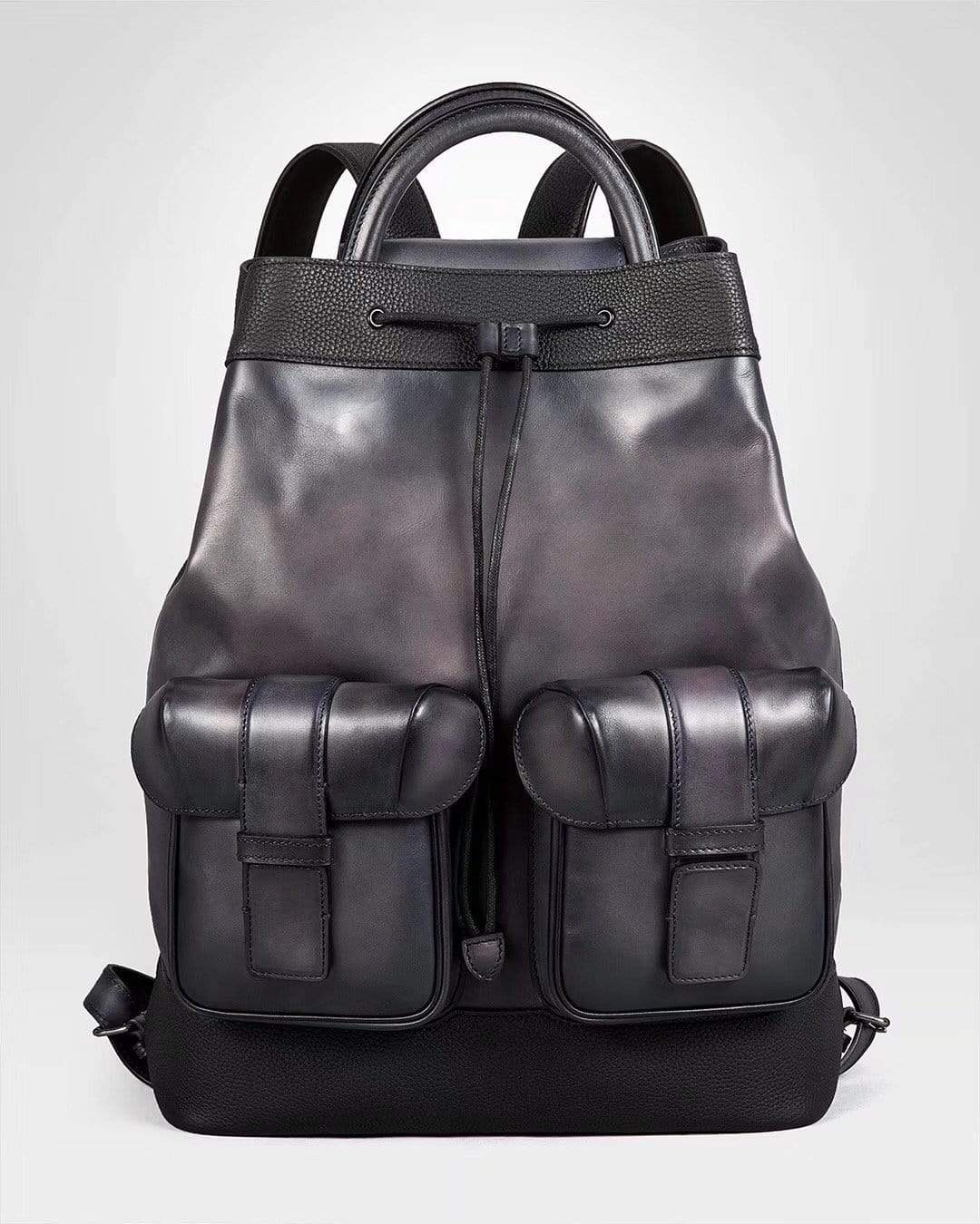 Large Vintage Smooth Cowhide Leather Backpack & Rucksack