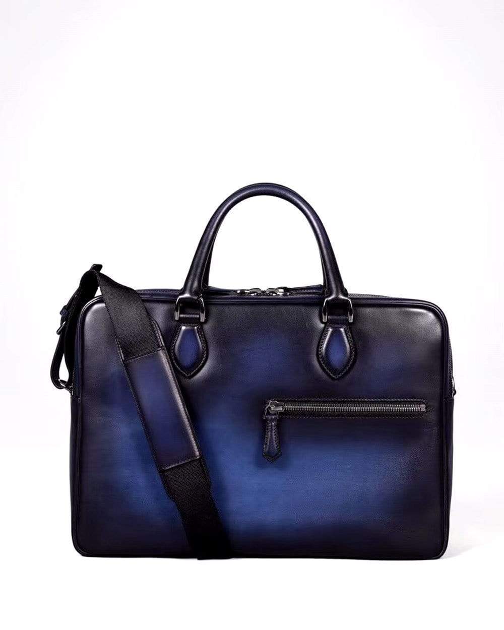 Vintage Rossie Viren leather briefcase and laptop handbag made of smooth cowhide leather with sturdy handles and classic design.