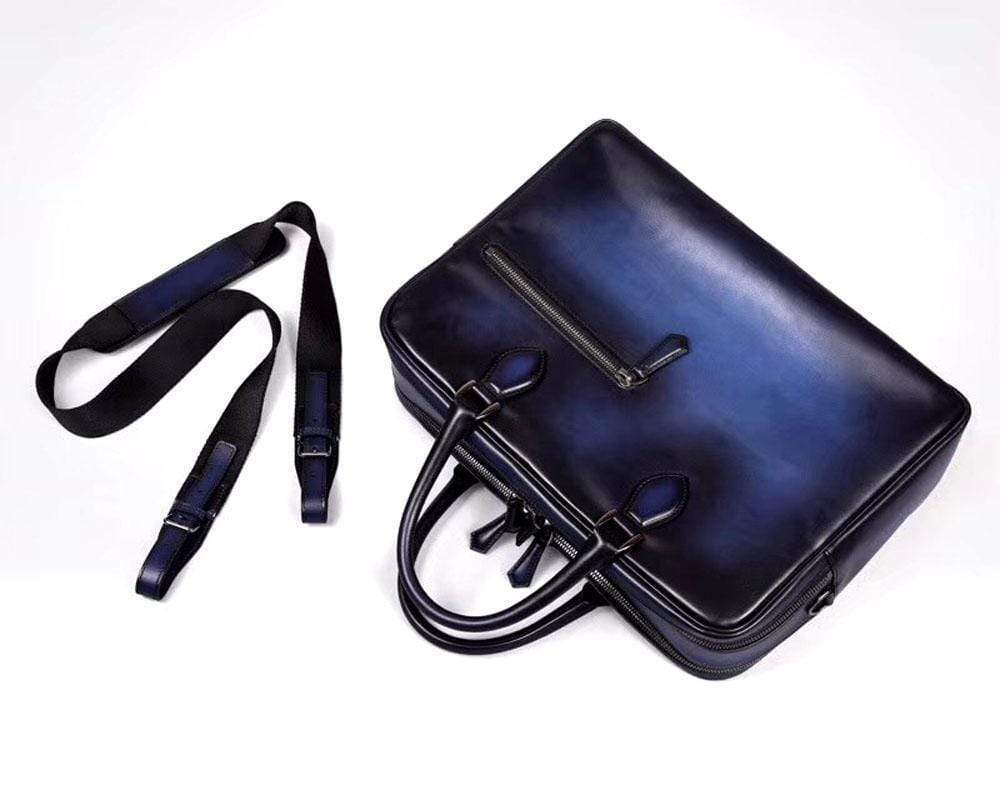 Vintage Rossie Viren leather handbag with smooth cowhide, designed as a business bag and laptop computer handbag.