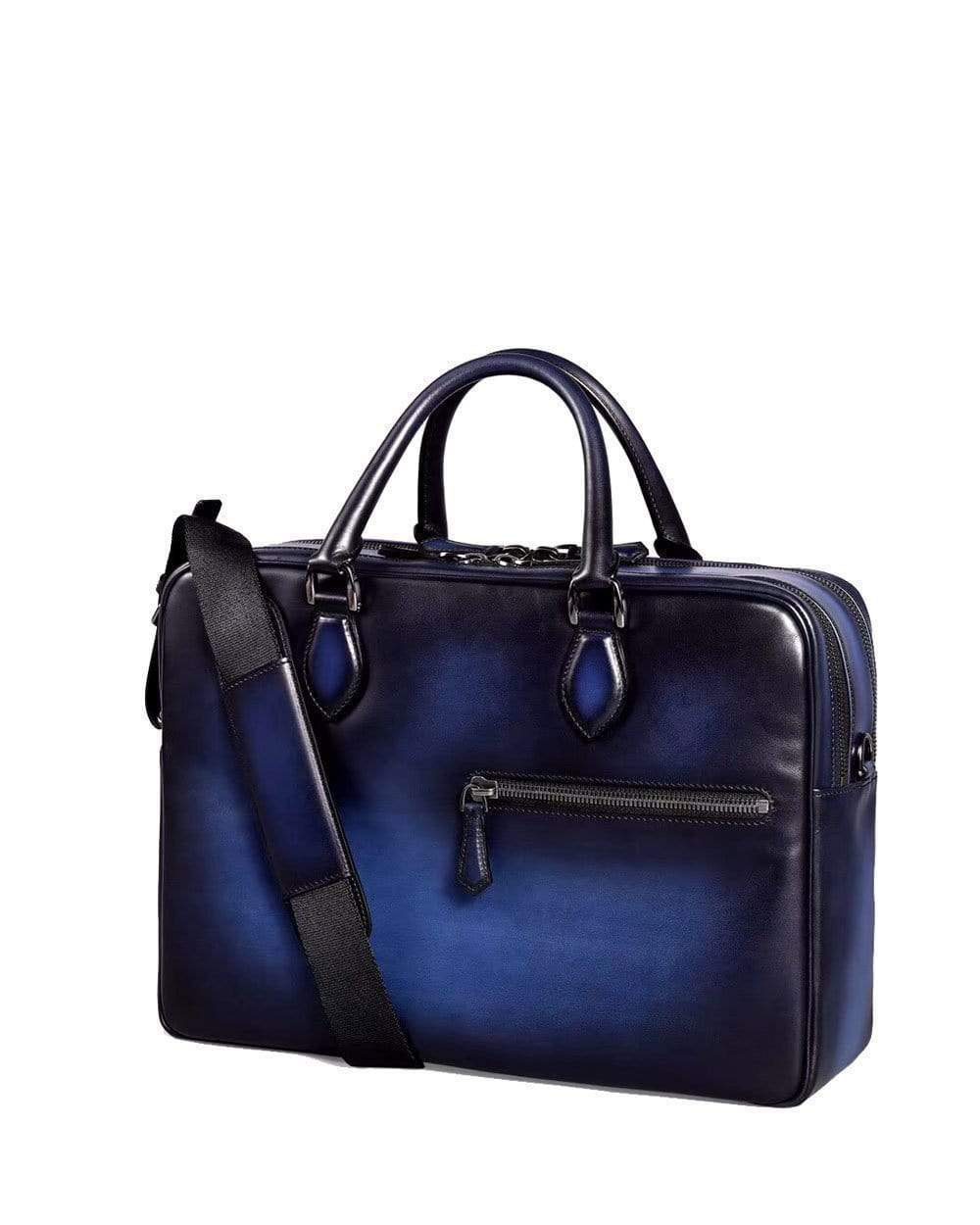 Vintage Rossie Viren cowhide leather briefcase and laptop handbag with smooth, classic design and sturdy handles.