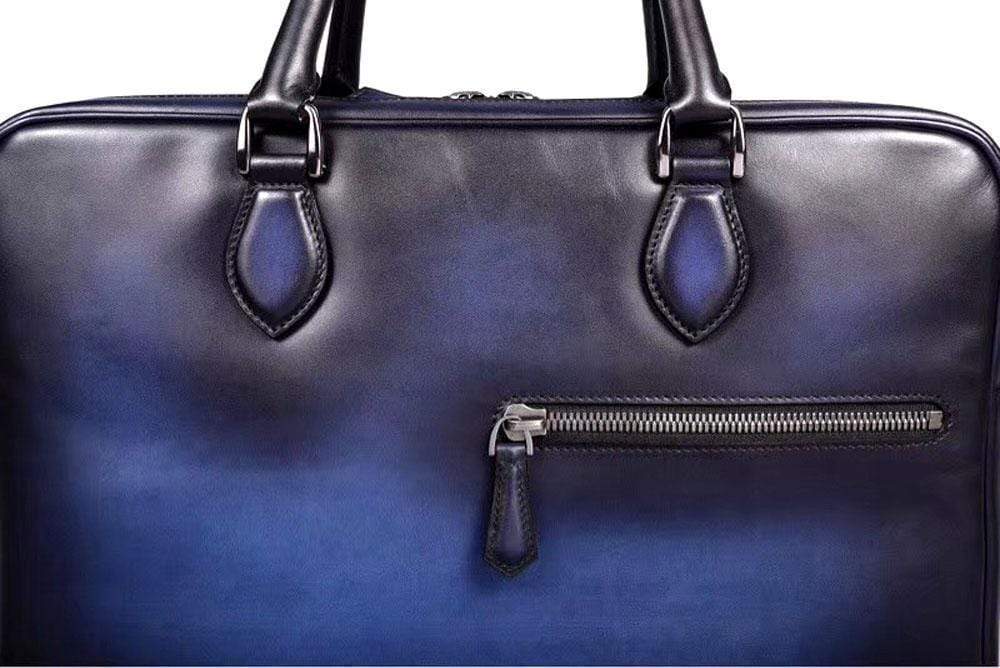 Vintage Rossie Viren cowhide leather briefcase and laptop handbag with smooth finish and classic business style.