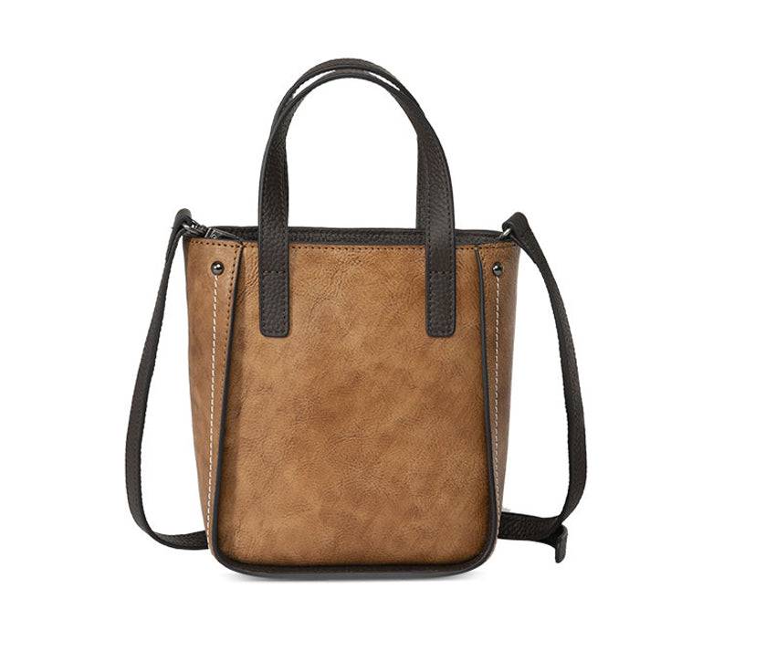 Rossie Viren women's leather mini tote crossbody bag with a sleek design and adjustable strap, ideal for everyday use.
