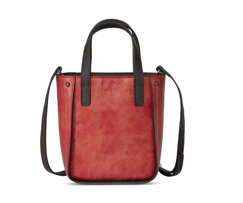 Rossie Viren women's leather mini tote crossbody handbag with sleek design and adjustable strap, perfect for everyday use.