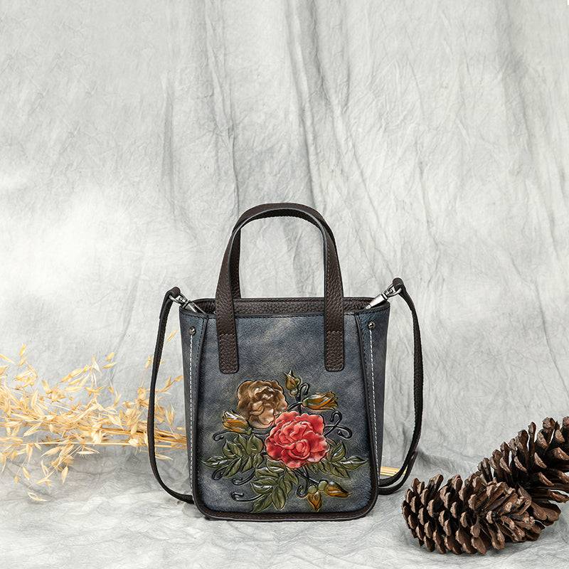 Rossie Viren women's leather mini tote crossbody bag with adjustable strap and sleek design, perfect for everyday use.