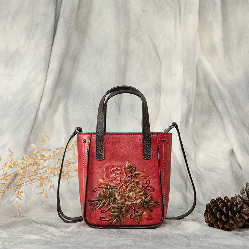 Rossie Viren women's leather mini tote crossbody bag with adjustable strap and sleek design, perfect for everyday use.