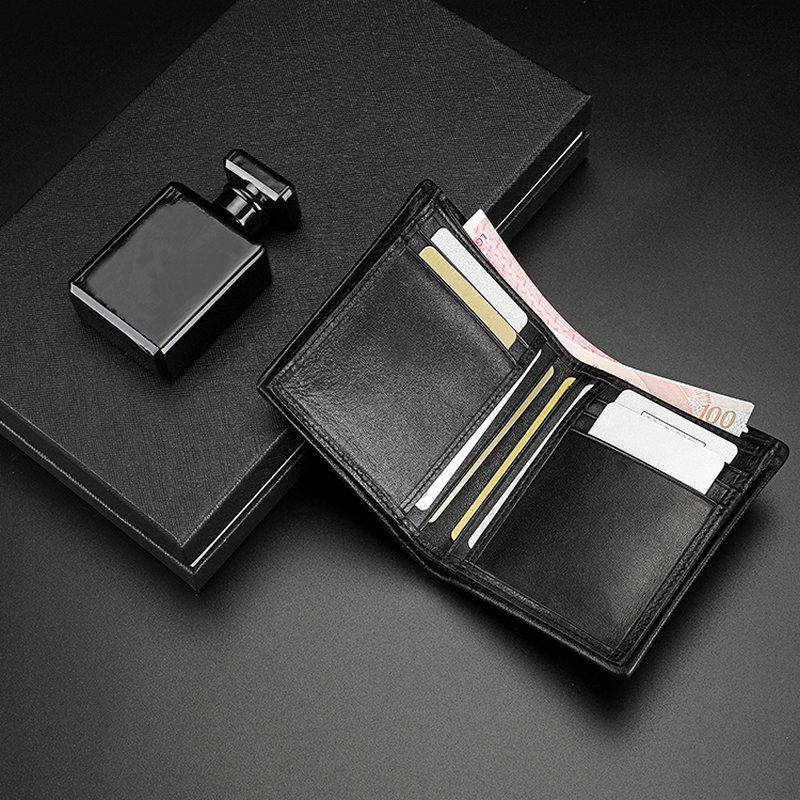 Men's bifold leather wallet by Rossie Viren, crafted from genuine crocodile and belly leather, with multiple card slots and a sleek design.