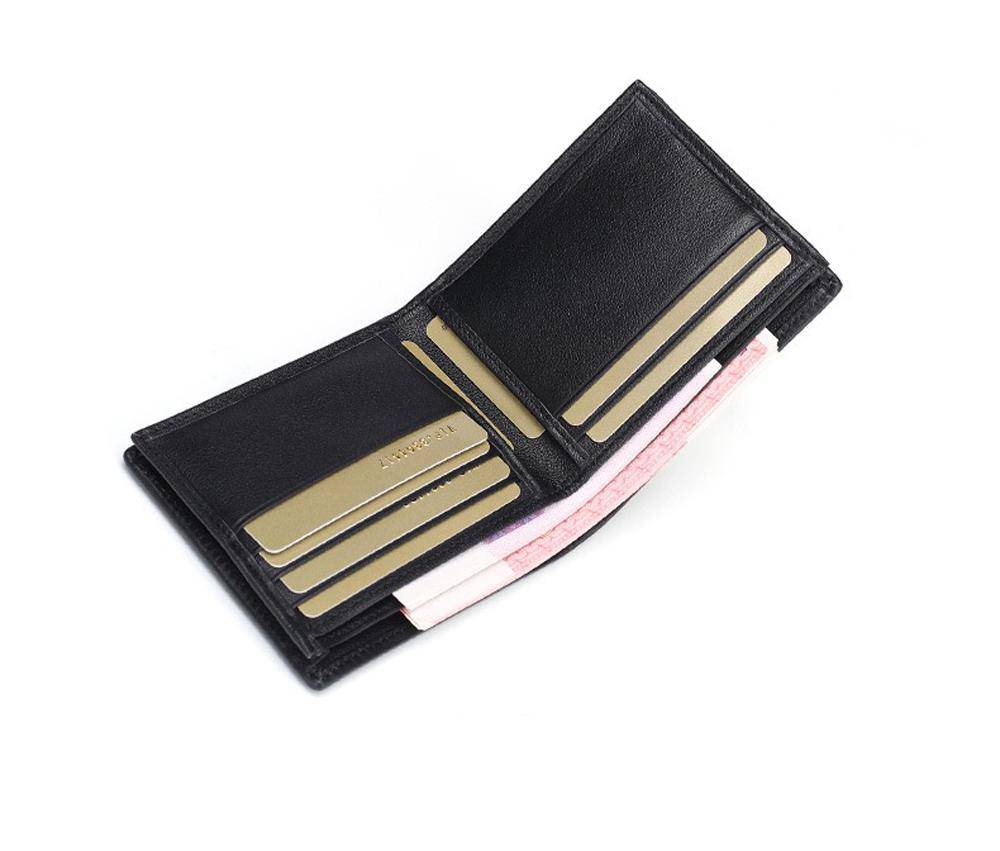 Men's bifold leather wallet by Rossie Viren, crafted from genuine crocodile and belly leather, featuring a sleek, classic design.