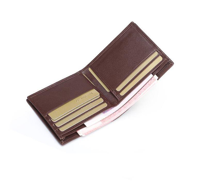 Men's bifold leather wallet by Rossie Viren, made from genuine crocodile and belly leather, showing detailed textured surface.