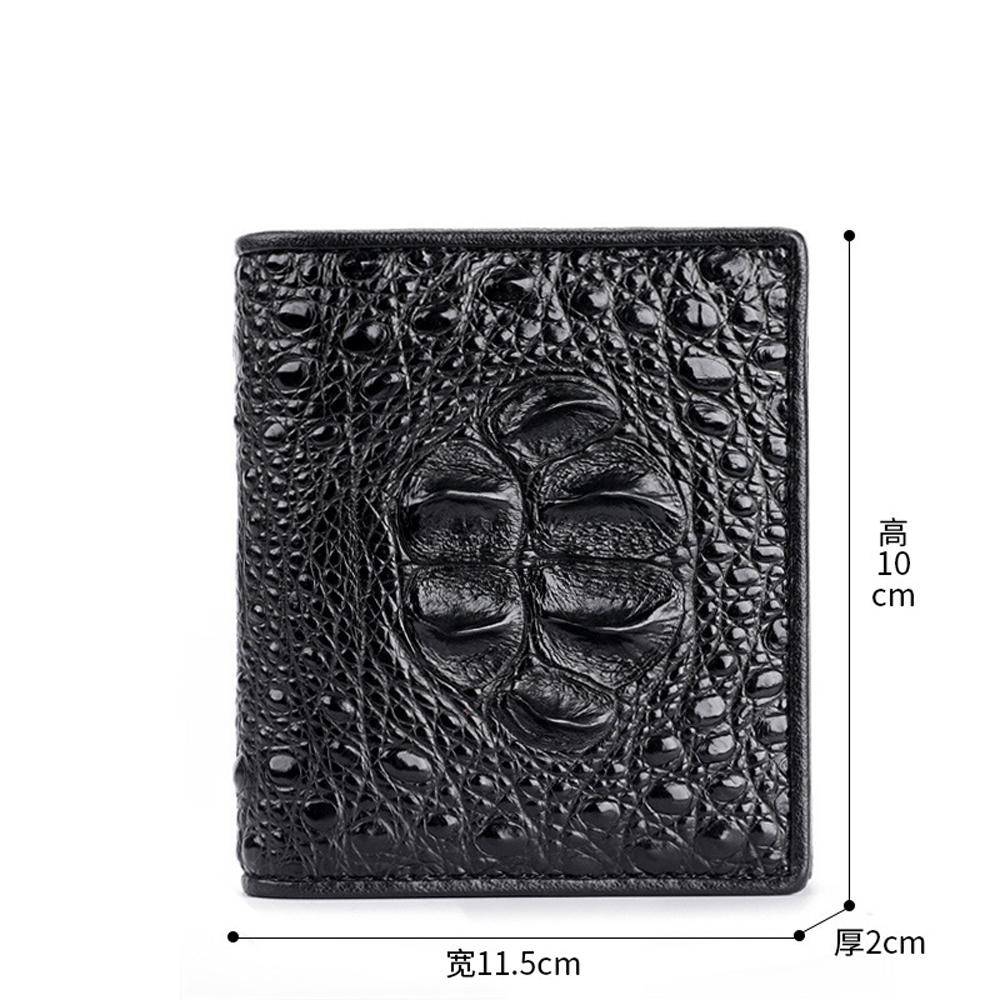 Men Bifold Leather Wallet- Genuine Crocodile Leather Head Bone Leather