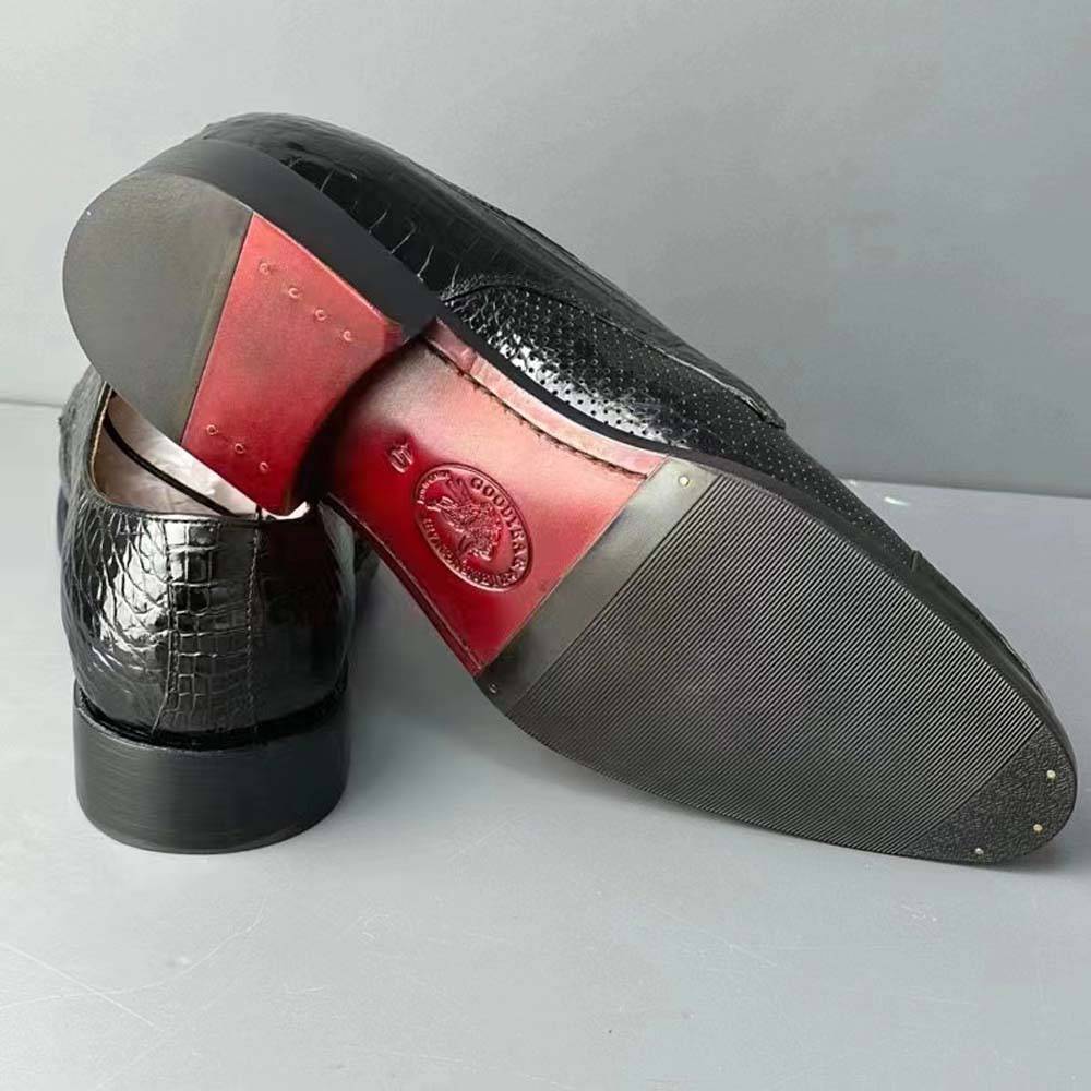 Rossie Viren men's breathable crocodile leather dress shoes for formal occasions, office, parties, and weddings.