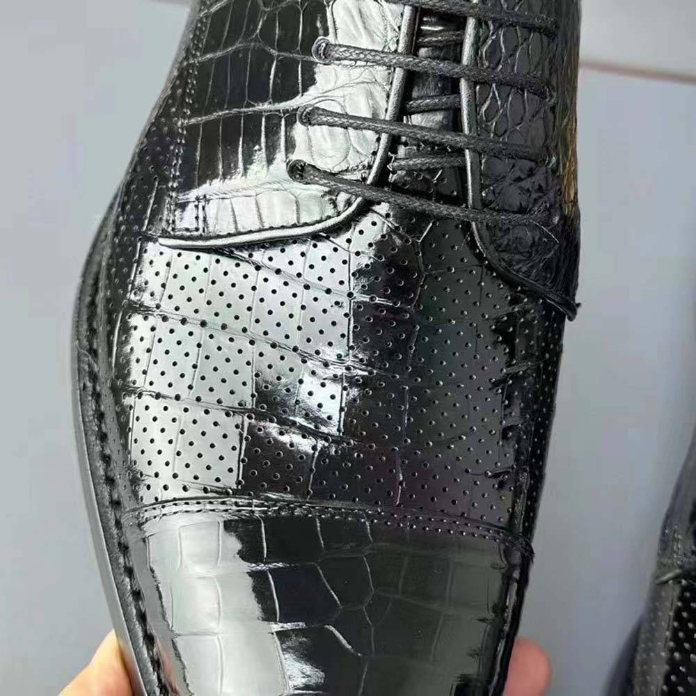 Men's breathable crocodile leather dress shoes by Rossie Viren, Goodyear formal shoes for office, party, and wedding occasions.