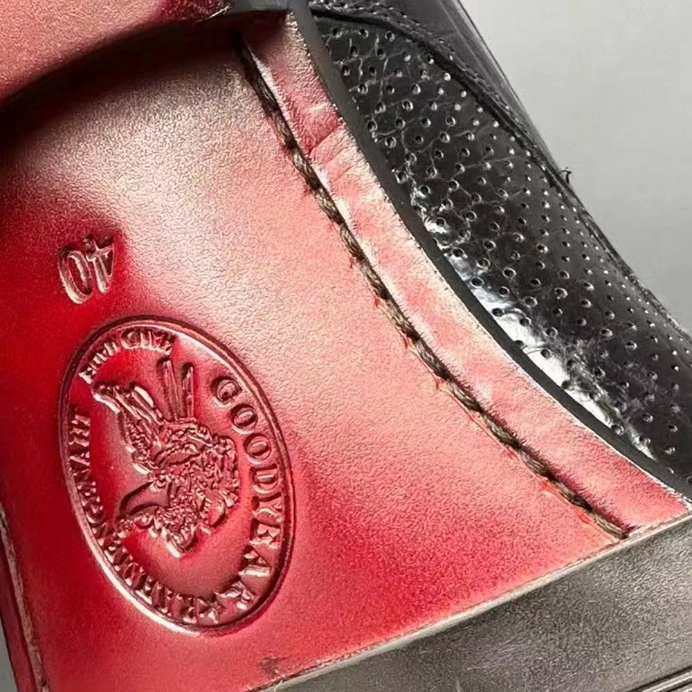 Men's breathable crocodile leather dress shoes by Rossie Viren, formal goodyear shoes suitable for office, parties, or weddings.