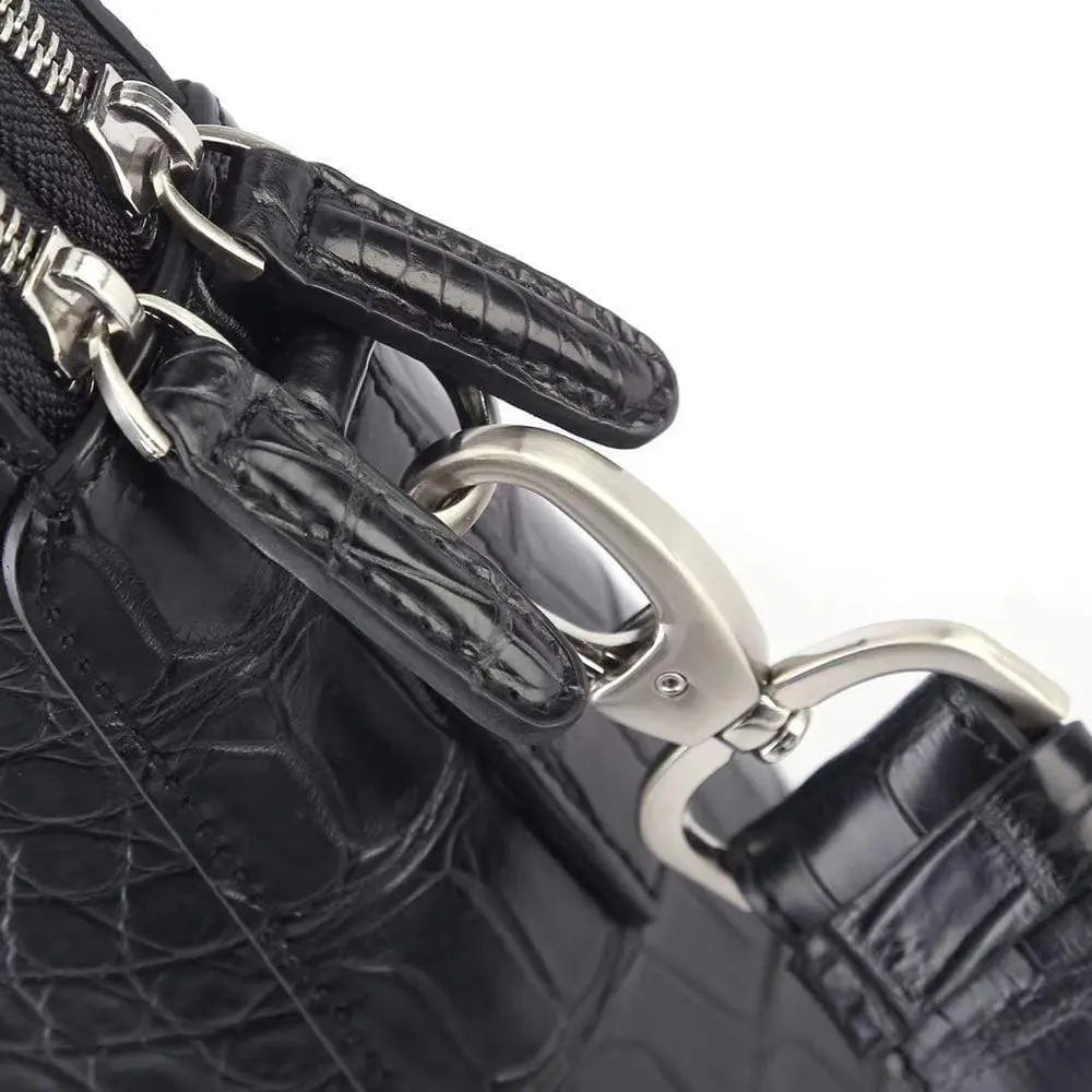 Men's crocodile leather laptop bag briefcase by Rossie Viren, stylish and durable handbag with textured crocodile pattern.