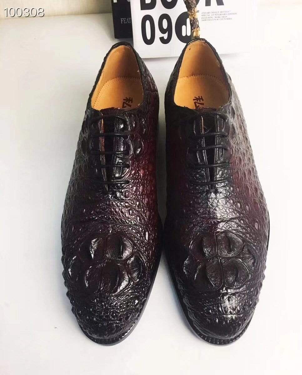 Men's Rossie Viren crocodile leather dress shoes with a modern classic round pointed toe and lace-up design.