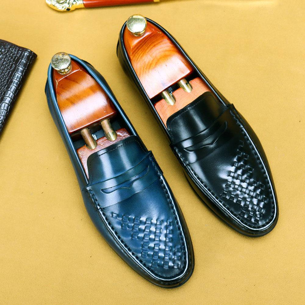 Men's Rossie Viren driving leather shoes, casual loafer style with sleek black design and stitched detailing.