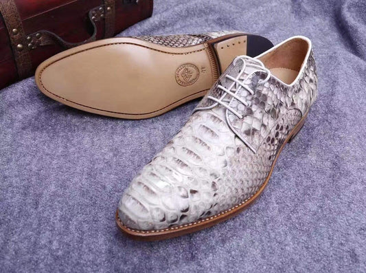 Crocodile Shoes Men's Grand Cap Toe Shoes Genuine Python Leather