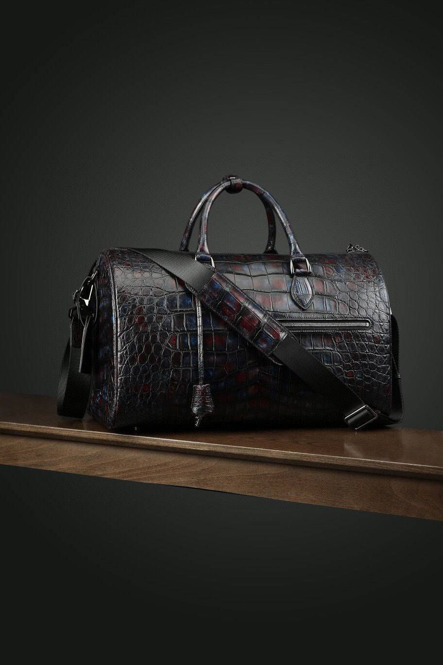 Men's Vintage Crocodile Leather Extra Large Travel Duffle Bag