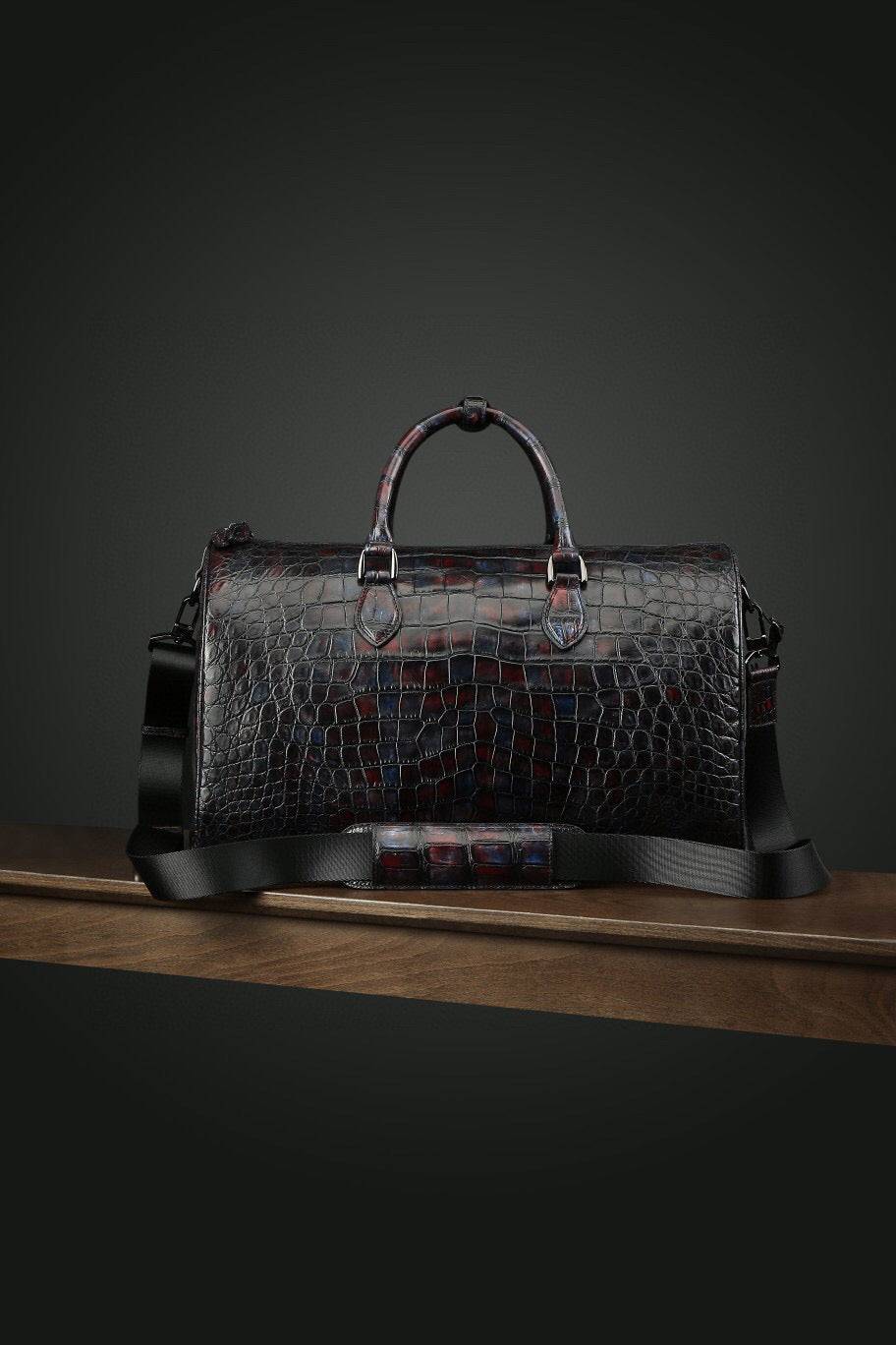 Men's Vintage Crocodile Leather Extra Large Travel Duffle Bag
