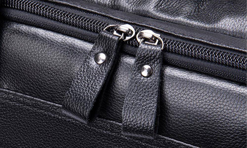 Leather men's briefcase with shoulder strap, fits 15-inch laptop, Rossie Viren business messenger bag for professionals.