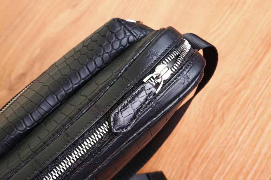 Mens Crocodile Leather  Cross Body Shoulder Bag