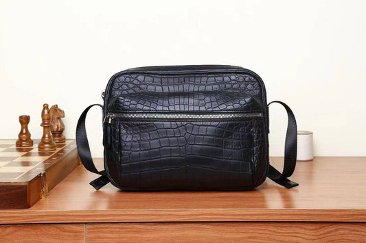 Mens Crocodile Leather  Cross Body Shoulder Bag